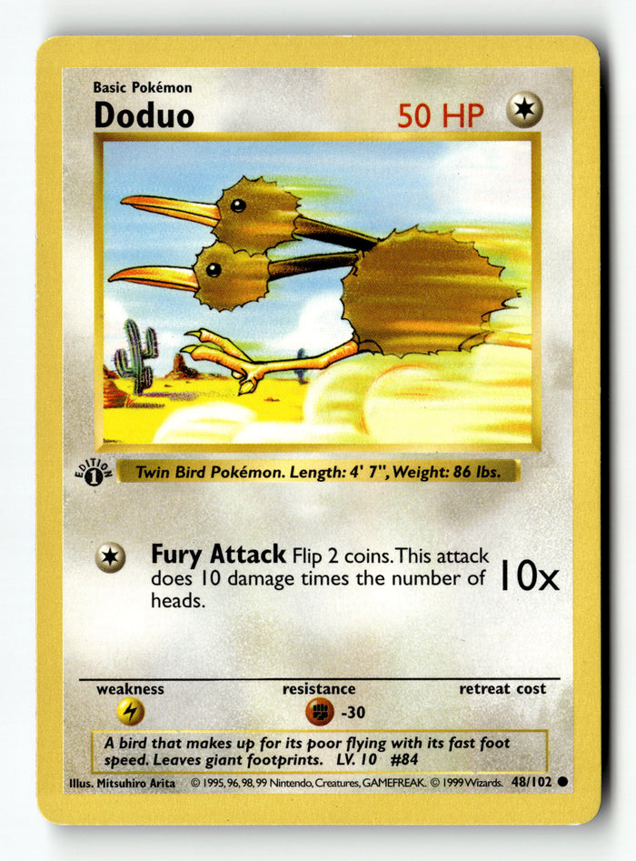 Pokemon Card Doduo 1st Edition Shadowless LP Base Set 48/102