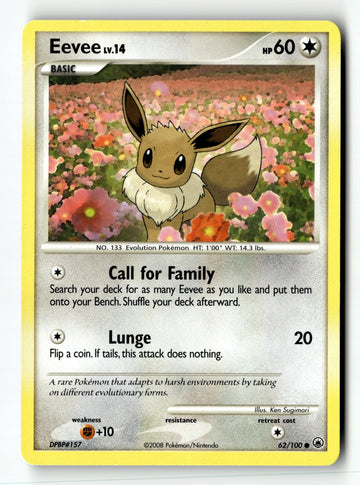 Pokemon Card Eevee (62) LP Majestic Dawn 62/100
