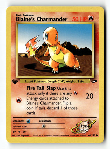 Pokemon Card Blaine's Charmander 1st Edition LP Gym Challenge 060/132