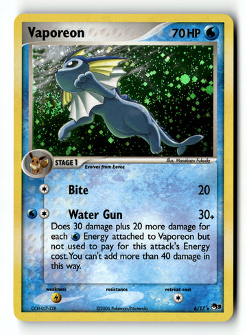Pokemon Card Vaporeon Holo LP POP Series 3 006/017