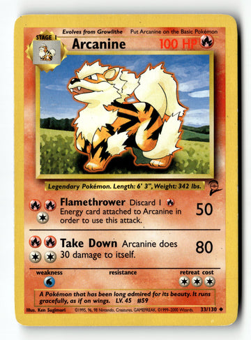 Pokemon Card Arcanine LP Base Set 2 33/130