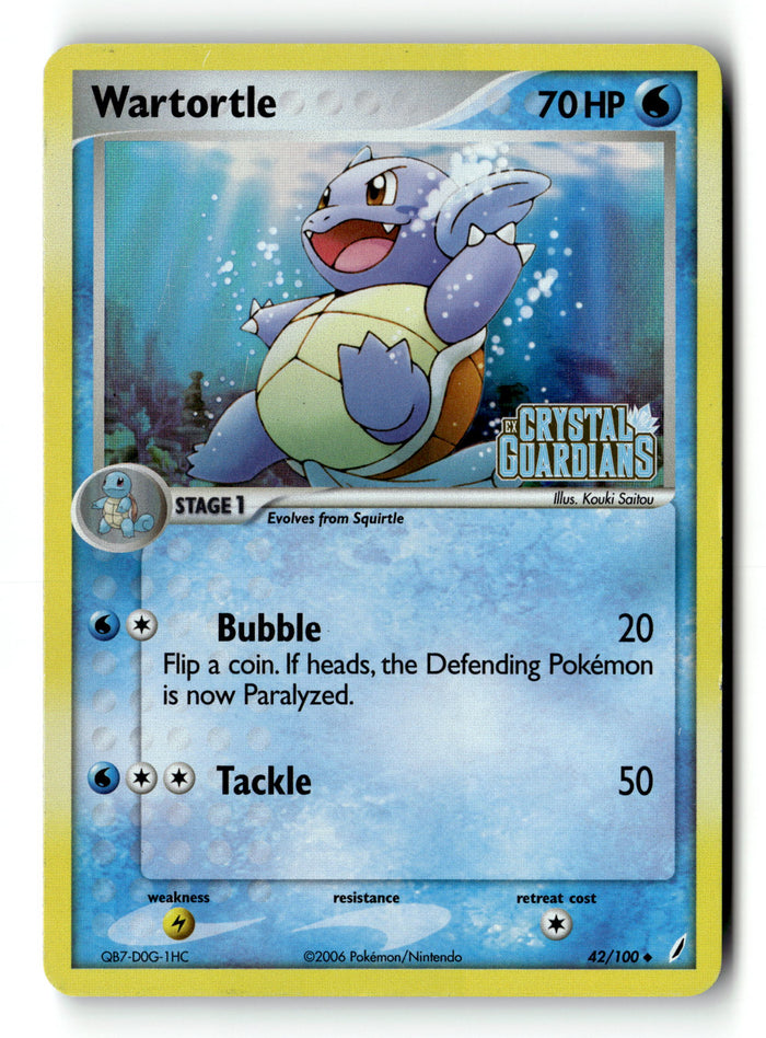 Pokemon Card Wartortle Crystal Guardians Reverse Holo LP 042/100