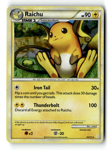 Pokemon Card Raichu Cracked ICe Holo LP HeartGold & SoulSilver 10/123
