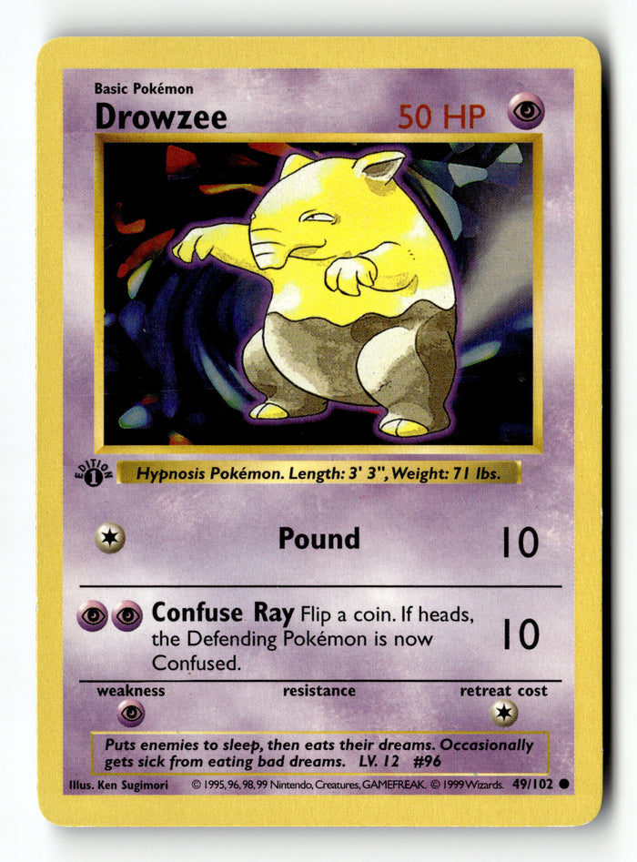 Pokemon Card Drowzee 1st Edition LP Base Set (Shadowless) 049/102