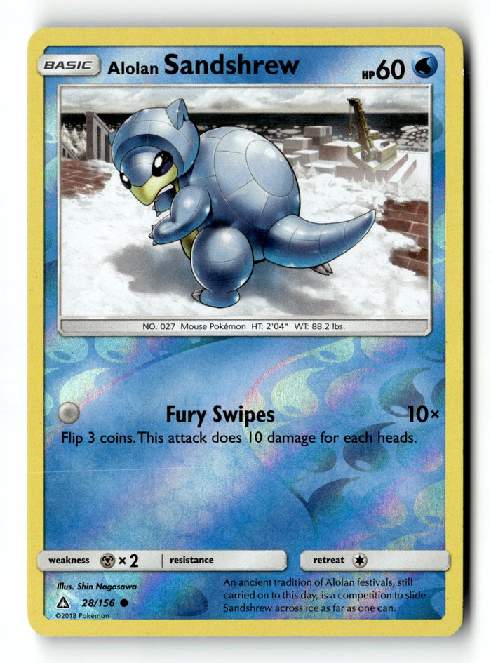 Pokemon Card Alolan Sandshrew Reverse Holo LP SM - Ultra Prism 28/156