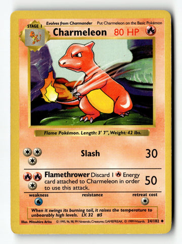 Pokemon Card Charmeleon Unlimited LP Base Set (Shadowless) 024/102