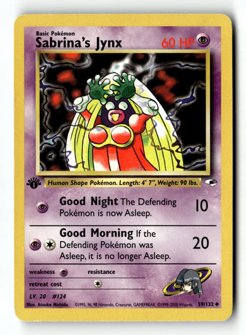Pokemon Card Sabrina's Jynx 1st Edition LP Gym Heroes 059/132