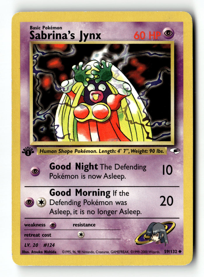 Pokemon Card Sabrina's Jynx 1st Edition LP Gym Heroes 059/132