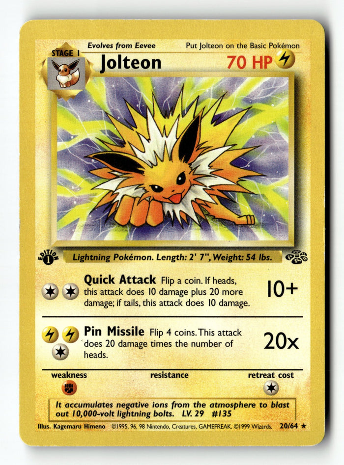 Pokemon Card Jolteon (20) 1st Edition LP Jungle 20/64