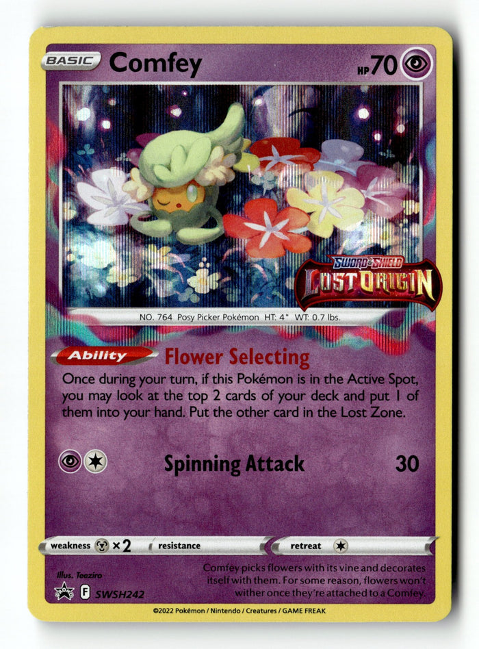 Pokemon Card Comfey - Prerelease Holo LP Sword & Shield Promo Card SWSH242