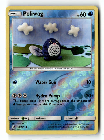 Pokemon Card Poliwag Reverse Holo LP Sun & Moon 30/149