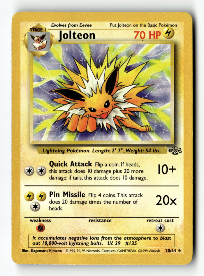 Pokemon Card Jolteon Unlimited LP Jungle 20/64