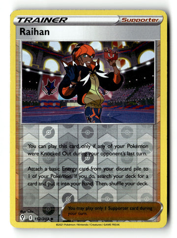 Pokemon Card Raihan Reverse Holo LP SWSH07: Evolving Skies 152/203