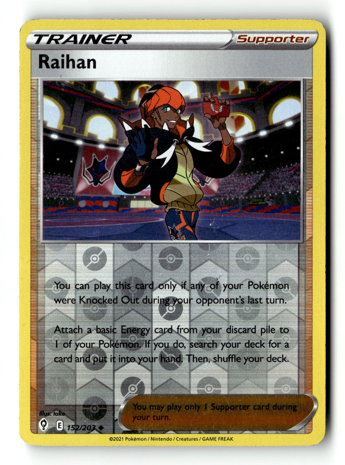 Pokemon Card Raihan Reverse Holo LP SWSH07: Evolving Skies 152/203