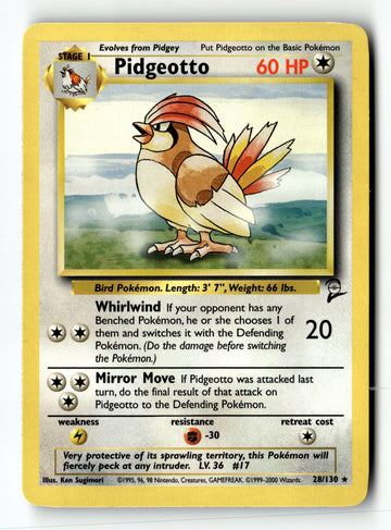 Pokemon Card Pidgeotto LP Base Set 2 028/130