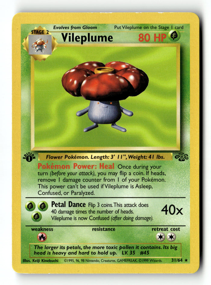 Pokemon Card Vileplume (31) 1st Edition LP Jungle 31/64