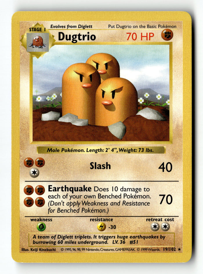Pokemon Card Dugtrio LP Base Set 19/102