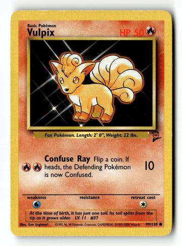 Pokemon Card Vulpix LP Base Set 2 99/130