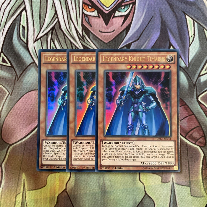 DRL3-EN041 x3 Legendary Knight Timaeus Ultra Rare Excellent Condition Yugioh