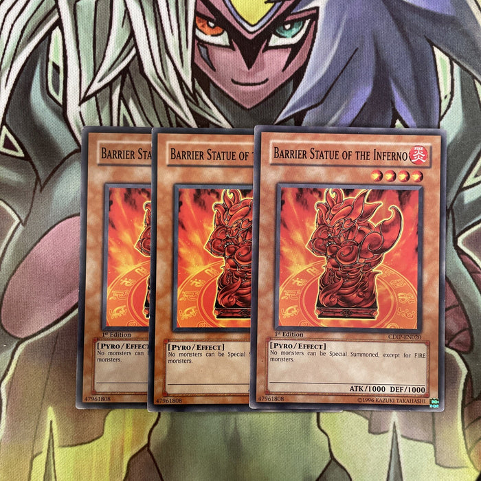 CDIP-EN020 x3 Barrier Statue of the Inferno Common Excellent Condition Yugioh