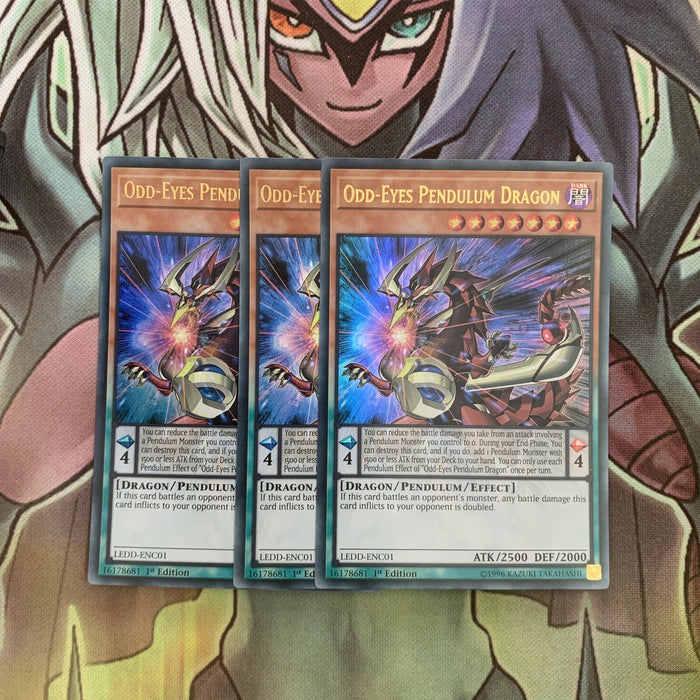 LEDD-ENC01 x3 Odd-Eyes Pendulum Dragon Ultra Rare Excellent Condition Yugioh