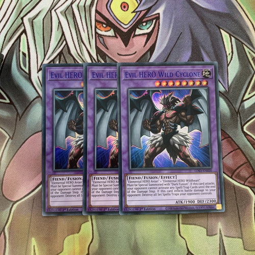 LDS3-EN030 x3 Evil HERO Wild Cyclone Varying Colours Ultra Excellent Cond Yugioh