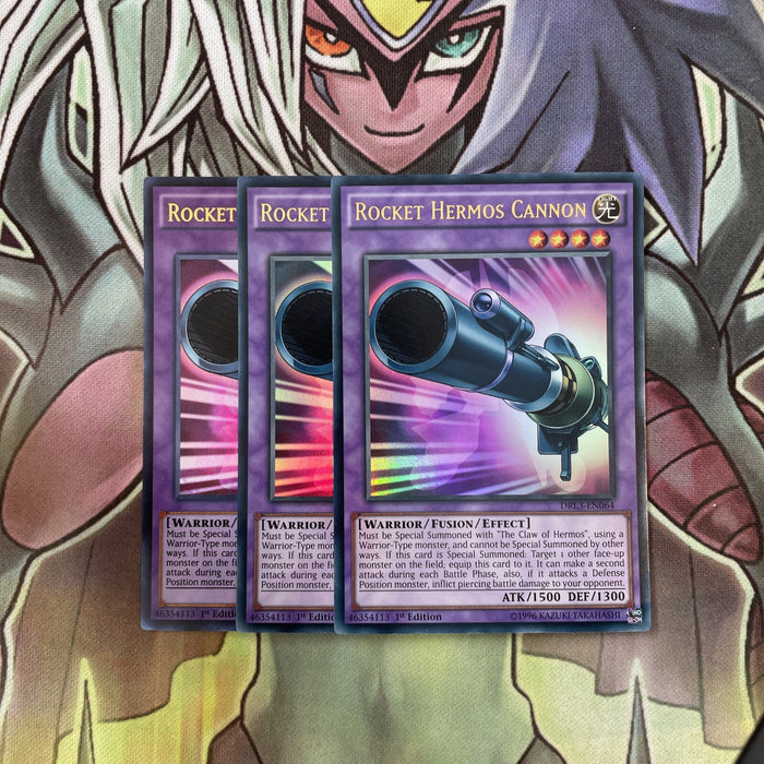 DRL3-EN064 x3 Rocket Hermos Cannon Ultra Rare Excellent Condition Yugioh