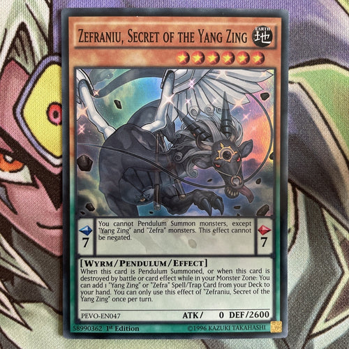 PEVO-EN047 Zefraniu, Secret Of The Yang Zing Super 1st Edition NM Yugioh Card
