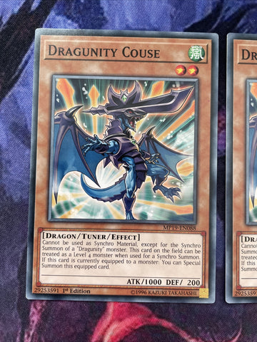 MP19-EN088 3x Dragunity Couse Common 1st Edition Mint YuGiOh Card Playset (back)