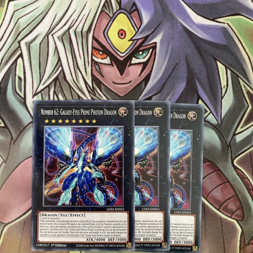 LDS2-EN053 x3 Number 62: Galaxy-Eyes Prime Photon Dragon Common Excellent Yugioh