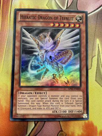 AP01-EN008 Yugioh Super Rare Hieratic Dragon Of Tefnuit (VG)