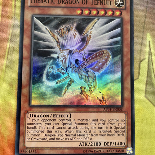 AP01-EN008 Yugioh Super Rare Hieratic Dragon Of Tefnuit (VG)
