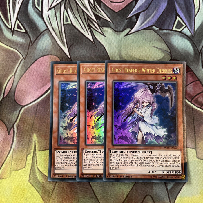 AC18-EN022 x3 Ghost Reaper & Winter Cherries Ultra Excellent Condition Yugioh