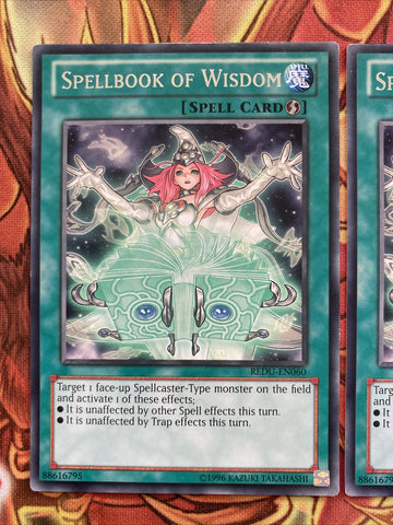 REDU-EN060 x3 Spellbook of Wisdom Rare UNL Edition Mint YuGiOh Card (back)