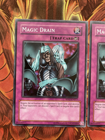 RP02-EN017 x3 YUGIOH Magic Drain Yugioh cards (back)