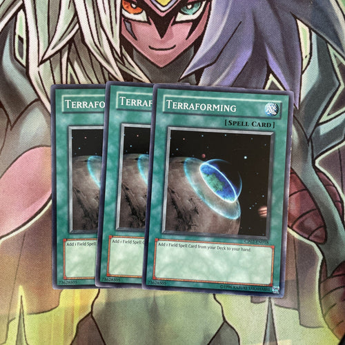 CP02-EN018 x3 Terraforming Common Excellent Condition Yugioh