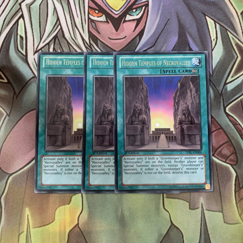 LVAL-EN066 x3 Hidden Temples of Necrovalley Rare Excellent Condition Yugioh