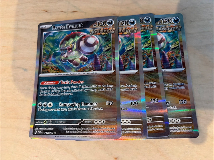 123/182 BRUTE BONNET | RARE HOLO | PARADOX RIFT POKEMON CARD X4