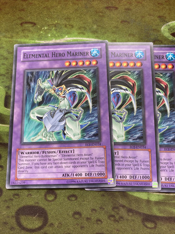 EOJ-EN034 x3 Elemental Hero Mariner- Common - unl Edition Yugioh (back)