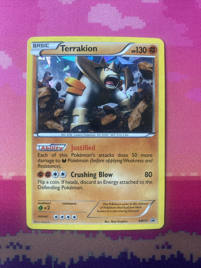 Pokemon Card Terrakion BW71 Cracked Ice Holo Black Star Promo Near Mint Conditio