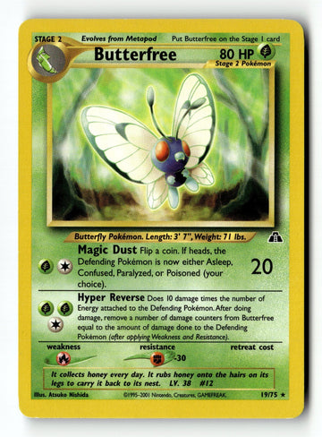 Pokemon Card Butterfree Unlimited LP Neo Discovery 19/75