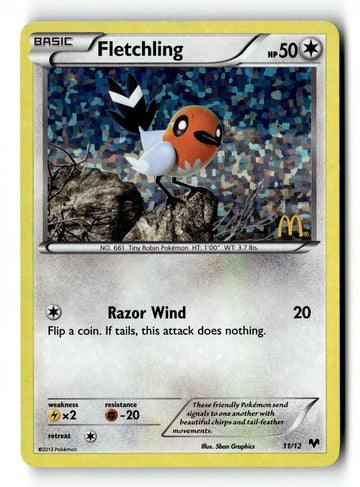 Pokemon Card Fletchling - 11/12 Holo LP McDonald's Promos 2014 011/012