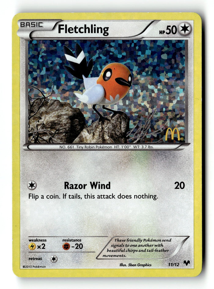 Pokemon Card Fletchling - 11/12 Holo LP McDonald's Promos 2014 011/012