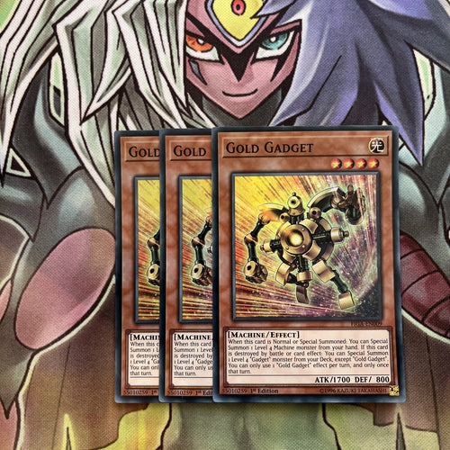 FIGA-EN009 x3 Gold Gadget Super Rare Excellent Condition Yugioh