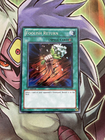 STOR-EN058 Foolish Return Rare 1st Edition NM Yugioh Card