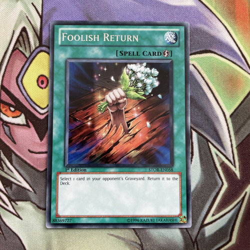 STOR-EN058 Foolish Return Rare 1st Edition NM Yugioh Card
