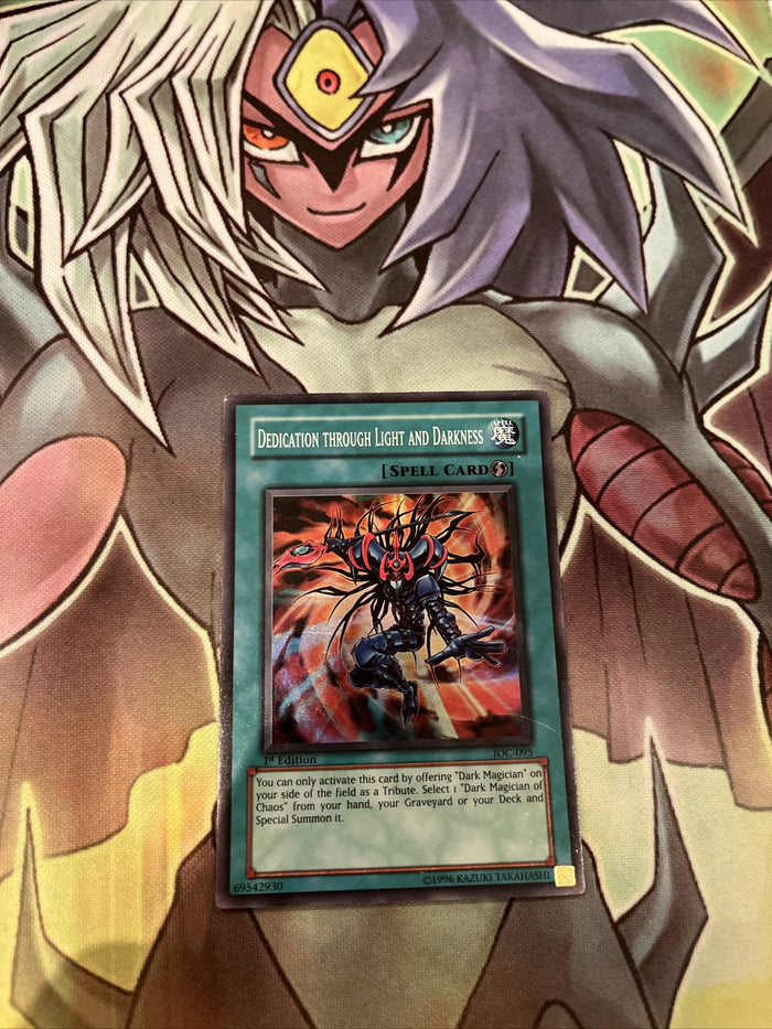 IOC-095 Dedication Through Light and Dark 1st Ed Super Rare Yugioh Card LP