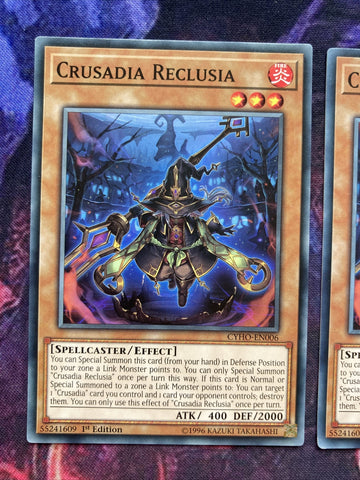 CYHO-EN006 x3 Crusadia Reclusia - Common - Unlimited Edition Yugioh (back)