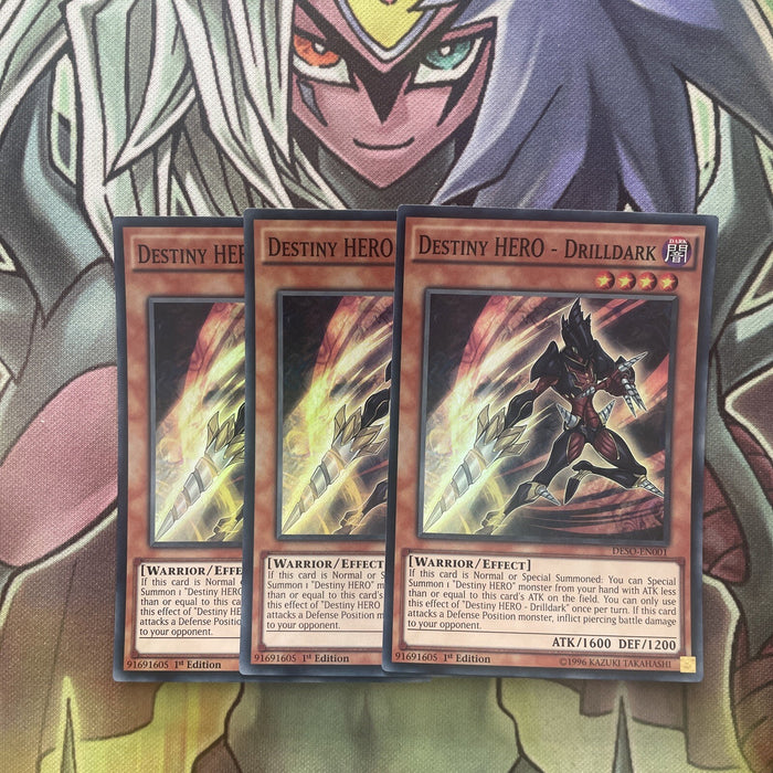 DESO-EN001 x3 Destiny HERO - Drilldark Super Rare Excellent Condition Yugioh