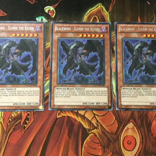 DP11-EN005 3x Blackwing - Elphin the Raven Rare 1st Edition Yugioh! Cards